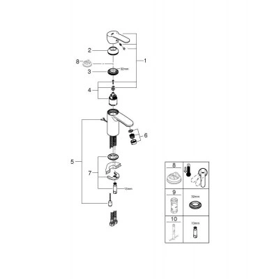 Смеситель для раковины GROHE Wave Cosmopolitan с цепочкой, хром (23204000) Смеситель для раковины GROHE Wave Cosmopolitan с цепочкой, хром (23204000)