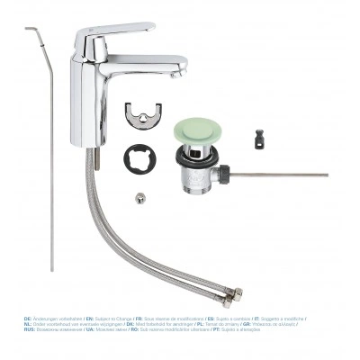Смеситель для раковины GROHE Eurosmart Cosmopolitan с донным клапаном, средний излив, хром (2332500D) Смеситель для раковины GROHE Eurosmart Cosmopolitan с донным клапаном, средний излив, хром (2332500D)