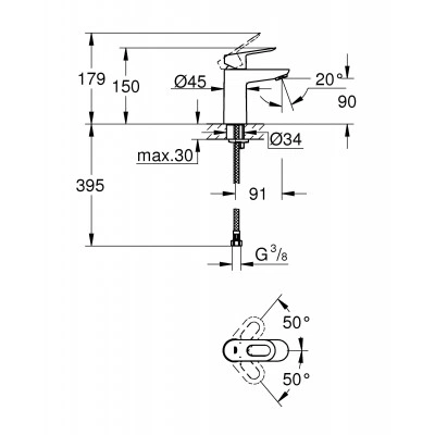 Смеситель для раковины GROHE Start Loop, гладкий корпус, хром (23351000) Смеситель для раковины GROHE Start Loop, гладкий корпус, хром (23351000)