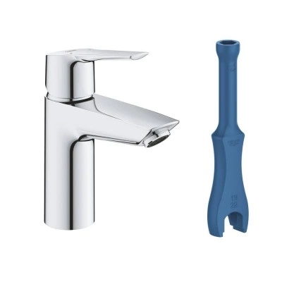 Смеситель для раковины однорычажный GROHE QuickFix Start с нажимным донным клапаном, S-Size, хром, (23550002) Смеситель для раковины однорычажный GROHE QuickFix Start с нажимным донным клапаном, S-Size, хром, (23550002)