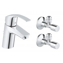 Смеситель однорычажный для раковины с угловыми вентилями, GROHE Eurosmart New, хром, (23588000)