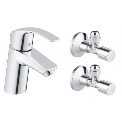 Смеситель однорычажный для раковины с угловыми вентилями, GROHE Eurosmart New, хром, (23588000)
