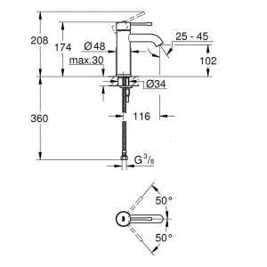 Смеситель для раковины GROHE Essence New, S-size, никель глянец (23590BE1) Смеситель для раковины GROHE Essence New, S-size, никель глянец (23590BE1)