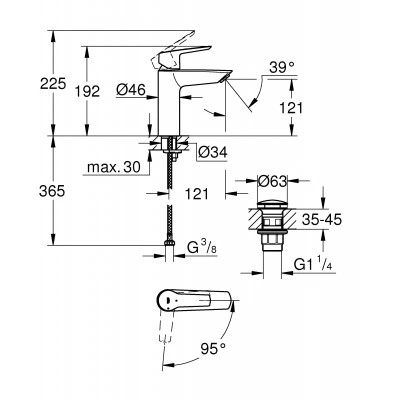 Смеситель для раковины однорычажный GROHE QuickFix Start с нажимным донным клапаном, M-Size, хром, (23746002) Смеситель для раковины однорычажный GROHE QuickFix Start с нажимным донным клапаном, M-Size, хром, (23746002)