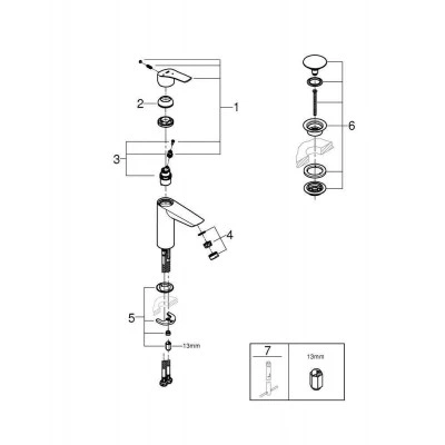 Смеситель для раковины однорычажный GROHE QuickFix Start с нажимным донным клапаном, M-Size, хром, (23746002) Смеситель для раковины однорычажный GROHE QuickFix Start с нажимным донным клапаном, M-Size, хром, (23746002)