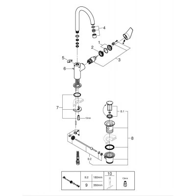 Смеситель для раковины GROHE Start Edge с донным клапаном, L-Size, хром (23776001) Смеситель для раковины GROHE Start Edge с донным клапаном, L-Size, хром (23776001)