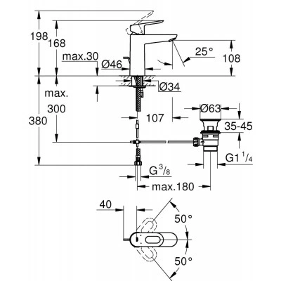 Смеситель для раковины GROHE Start Loop с донным клапаном, M-Size, хром (23778000) Смеситель для раковины GROHE Start Loop с донным клапаном, M-Size, хром (23778000)