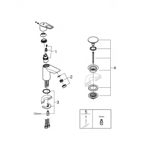 Смеситель для раковины GROHE Start Loop с донным клапаном, S-Size, хром (23882001) Смеситель для раковины GROHE Start Loop с донным клапаном, S-Size, хром (23882001)