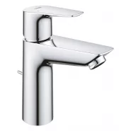 Смеситель для раковины GROHE BauEdge с ограничителем температуры и рычажным донным клапаном, размер M, хром (23902001)