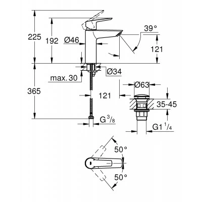 Смеситель для раковины однорычажный GROHE QuickFix Start с нажимным донным клапаном, M-Size, хром, (24204002) Смеситель для раковины однорычажный GROHE QuickFix Start с нажимным донным клапаном, M-Size, хром, (24204002)