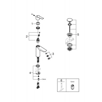 Смеситель для раковины однорычажный GROHE QuickFix Start с нажимным донным клапаном, M-Size, хром, (24204002) Смеситель для раковины однорычажный GROHE QuickFix Start с нажимным донным клапаном, M-Size, хром, (24204002)