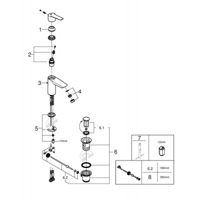 Смеситель для раковины однорычажный GROHE QuickFix Start с донным клапаном, S-Size, хром, (24209002) Смеситель для раковины однорычажный GROHE QuickFix Start с донным клапаном, S-Size, хром, (24209002)