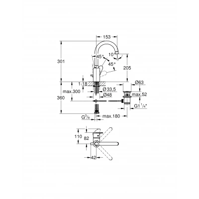Смеситель для раковины, Vigour by GROHE, хром, (75140526) Смеситель для раковины, Vigour by GROHE, хром, (75140526)