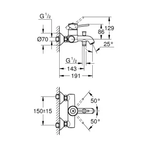 Смеситель для ванны GROHE Start Classic, хром (23787000) Смеситель для ванны GROHE Start Classic, хром (23787000)