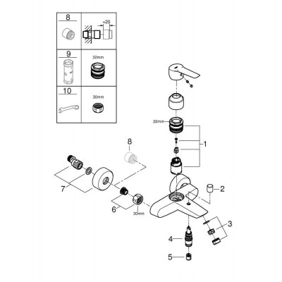 Смеситель для ванны GROHE QuickFix Start, хром, (24206002) Смеситель для ванны GROHE QuickFix Start, хром, (24206002)