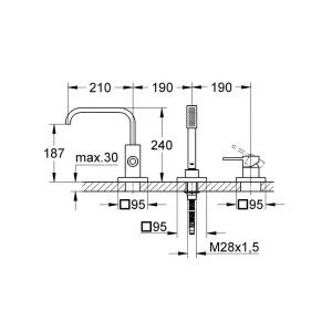 Внешняя часть смесителя для ванны GROHE Allure на 3 отверстия, хром (19316000) Внешняя часть смесителя для ванны GROHE Allure на 3 отверстия, хром (19316000)