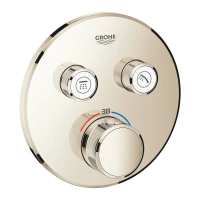 Термостат GROHE Grohtherm SmartControl для встраиваемого монтажа на 2 выхода, внешняя часть, никель глянец (29119BE0) Термостат GROHE Grohtherm SmartControl для встраиваемого монтажа на 2 выхода, внешняя часть, никель глянец (29119BE0)