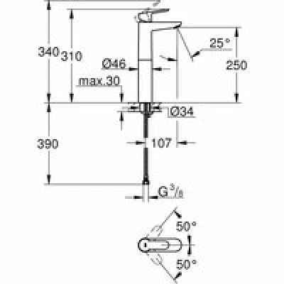 Смеситель для раковины GROHE BauEdge, XL-size, хром (23761000) Смеситель для раковины GROHE BauEdge, XL-size, хром (23761000)