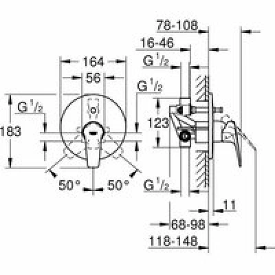 Смеситель для ванны GROHE BauFlow в комплекте с монтажной , хром (29113000) Смеситель для ванны GROHE BauFlow в комплекте с монтажной , хром (29113000)