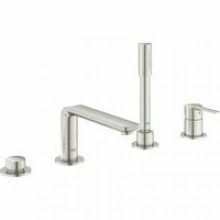 Смеситель для ванны GROHE Lineare на 4 отверстия, на край ванны, суперсталь (19577DC1)