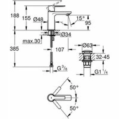 Смеситель для раковины GROHE Lineare с донным клапаном, суперсталь (23791DC1) Смеситель для раковины GROHE Lineare с донным клапаном, суперсталь (23791DC1)