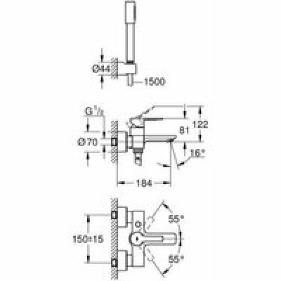 Смеситель для ванны GROHE Lineare с душевым гарнитуром, хром (33850001) Смеситель для ванны GROHE Lineare с душевым гарнитуром, хром (33850001)