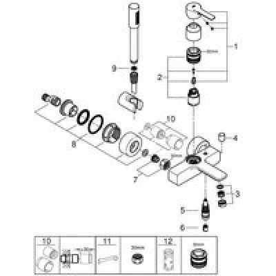 Смеситель для ванны GROHE Lineare с душевым гарнитуром, хром (33850001) Смеситель для ванны GROHE Lineare с душевым гарнитуром, хром (33850001)