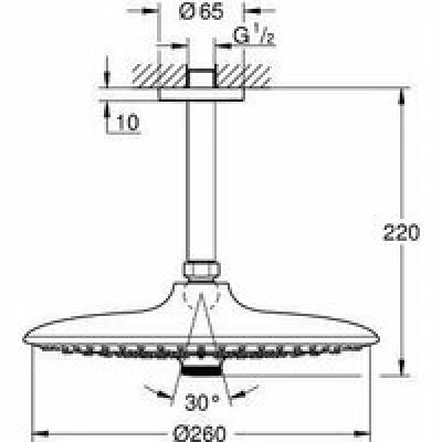 Верхний душ GROHE Euphoria SmartControl 260 , 12,5 л/мин, 3 режима, 142 мм, хром (26460000) Верхний душ GROHE Euphoria SmartControl 260 , 12,5 л/мин, 3 режима, 142 мм, хром (26460000)