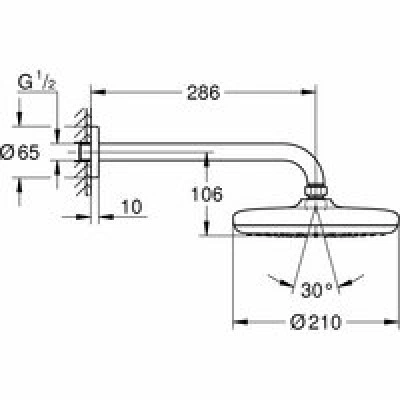 Верхний душ GROHE Tempesta 210, 1 режим, 286 мм, хром (26411000) Верхний душ GROHE Tempesta 210, 1 режим, 286 мм, хром (26411000)