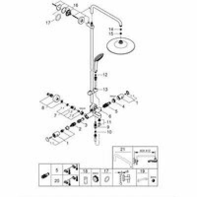 Душевая система с термостатом для ванны, GROHE Euphoria System 260, хром, (26114001) Душевая система с термостатом для ванны, GROHE Euphoria System 260, хром, (26114001)