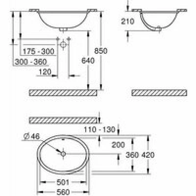 Раковина встраиваемая GROHE Bau Ceramic Universal 55 см, альпин-белый (39423000) Раковина встраиваемая GROHE Bau Ceramic Universal 55 см, альпин-белый (39423000)