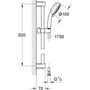 Душевой гарнитур GROHE Tempesta Cosmopolitan 100, 3 режима струи, душевая штанга 600 мм, 9,5 л/мин, хром (27786002) Душевой гарнитур GROHE Tempesta Cosmopolitan 100, 3 режима струи, душевая штанга 600 мм, 9,5 л/мин, хром (27786002)