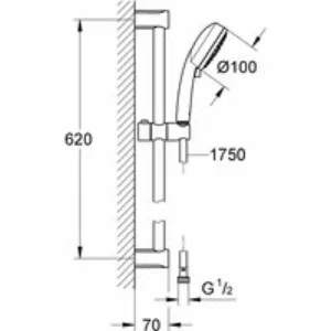 Душевой гарнитур GROHE Tempesta Cosmopolitan 100, 4 режима струи, душевая штанга 600 мм, 9,5 л/мин, хром (27580002) Душевой гарнитур GROHE Tempesta Cosmopolitan 100, 4 режима струи, душевая штанга 600 мм, 9,5 л/мин, хром (27580002)