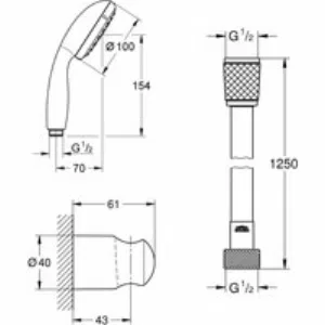 Душевой набор GROHE Tempesta 100, 2 режима, 1250 мм, 5,6 л/мин, хром (2779810E) Душевой набор GROHE Tempesta 100, 2 режима, 1250 мм, 5,6 л/мин, хром (2779810E)