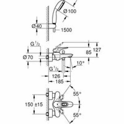 Смеситель для ванны GROHE Eurostyle, хром (3359230A) Смеситель для ванны GROHE Eurostyle, хром (3359230A)