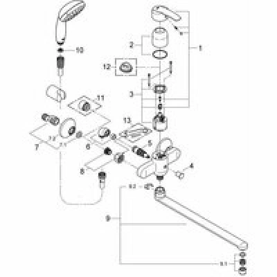 Смеситель для ванны GROHE Multiform универсальный, с душевым гарнитуром, хром (3270800A) Смеситель для ванны GROHE Multiform универсальный, с душевым гарнитуром, хром (3270800A)