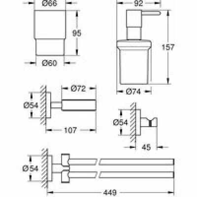 Набор аксессуаров GROHE Essentials New 4 в 1, хром (40846001) Набор аксессуаров GROHE Essentials New 4 в 1, хром (40846001)