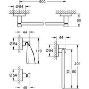 Набор аксессуаров GROHE Essentials (4 предмета), суперсталь (40776DC1) Набор аксессуаров GROHE Essentials (4 предмета), суперсталь (40776DC1)
