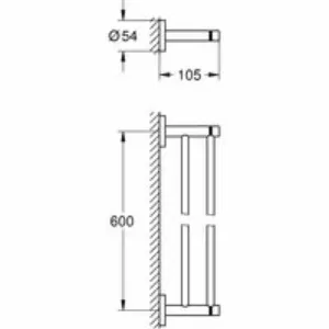 Держатель для полотенца GROHE Essentials 600 мм, двойной, суперсталь (40802DC1) Держатель для полотенца GROHE Essentials 600 мм, двойной, суперсталь (40802DC1)