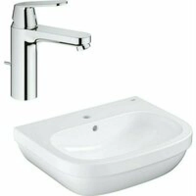 Раковина GROHE Euro Ceramic + Смеситель для раковины GROHE Eurosmart Cosmopolitan с донным клапаном (NC0004) Раковина GROHE Euro Ceramic + Смеситель для раковины GROHE Eurosmart Cosmopolitan с донным клапаном (NC0004)