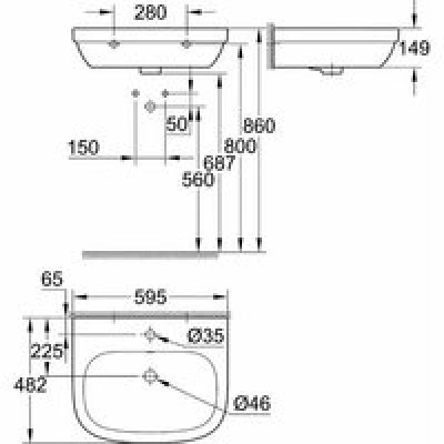 Раковина GROHE Euro Ceramic + Смеситель для раковины GROHE Eurosmart Cosmopolitan с донным клапаном (NC0004) Раковина GROHE Euro Ceramic + Смеситель для раковины GROHE Eurosmart Cosmopolitan с донным клапаном (NC0004)