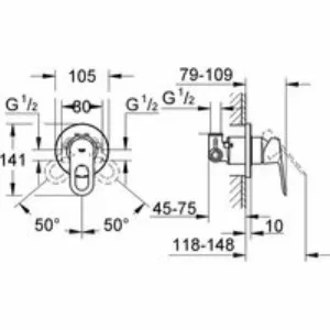 Готовый комплект для гигиенического душа скрытого монтажа GROHE BauLoop, хром (NH0003) Готовый комплект для гигиенического душа скрытого монтажа GROHE BauLoop, хром (NH0003)