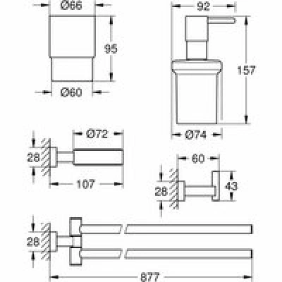 Набор аксессуаров GROHE Essentials Cube (4 предмета), хром (40847001) Набор аксессуаров GROHE Essentials Cube (4 предмета), хром (40847001)