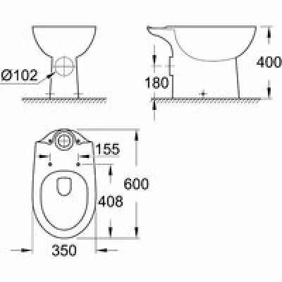 Унитаз напольный GROHE Bau Ceramic горизонтальный выпуск (без бачка и сиденья), альпин-белый (39428000) Унитаз напольный GROHE Bau Ceramic горизонтальный выпуск (без бачка и сиденья), альпин-белый (39428000)