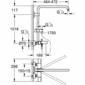 Душевая система GROHE Euphoria с термостатом для ванны, хром (26243000) Душевая система GROHE Euphoria с термостатом для ванны, хром (26243000)