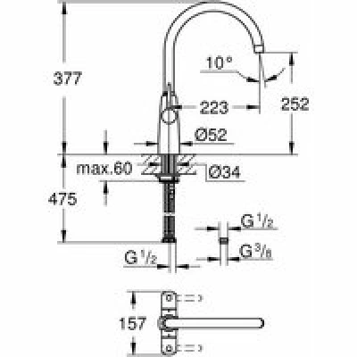 Смеситель для кухонной мойки GROHE Ambi двухвентильный, высокий излив, хром (30189000) Смеситель для кухонной мойки GROHE Ambi двухвентильный, высокий излив, хром (30189000)
