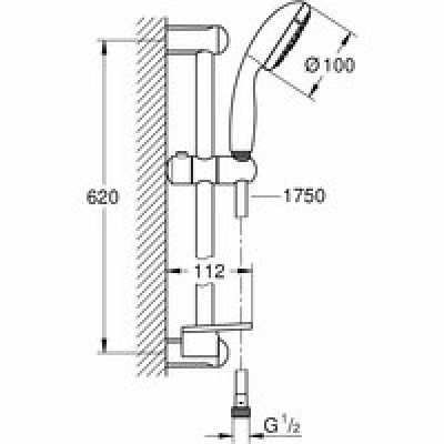 Душевой гарнитур GROHE New Tempesta 100 с мыльницей, 4 режима струи, душевая штанга 600 мм, 9,5 л/мин, хром (28593002) Душевой гарнитур GROHE New Tempesta 100 с мыльницей, 4 режима струи, душевая штанга 600 мм, 9,5 л/мин, хром (28593002)