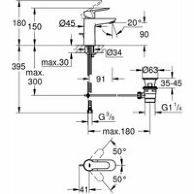 Смеситель для раковины GROHE BauEdge, хром (23328000) Смеситель для раковины GROHE BauEdge, хром (23328000)