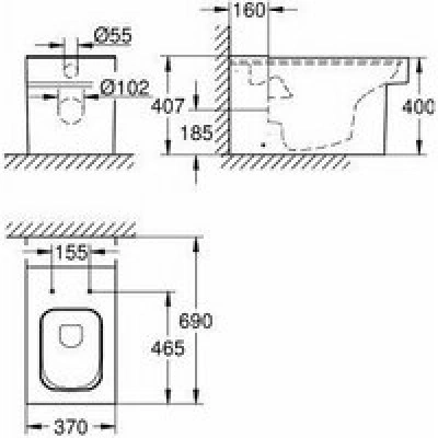 Унитаз GROHE Cube Ceramic напольный, альпин-белый (3948400H) Унитаз GROHE Cube Ceramic напольный, альпин-белый (3948400H)