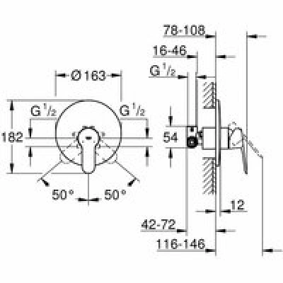 Смеситель для душа GROHE BauEdge в комплекте с монтажной частью, хром (29078000) Смеситель для душа GROHE BauEdge в комплекте с монтажной частью, хром (29078000)